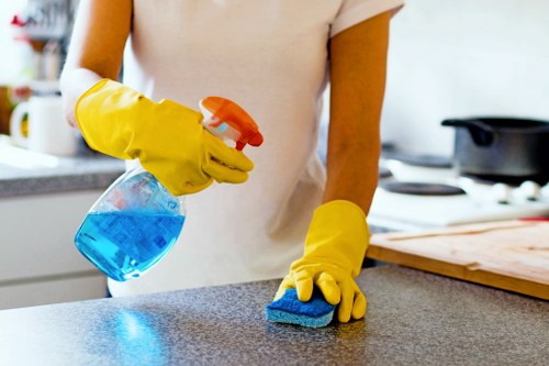 Cleaner handling equipment and waste responsibly after service
